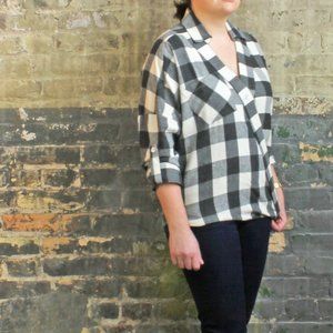NWT Against Nudity Black and White Plaid Shirt